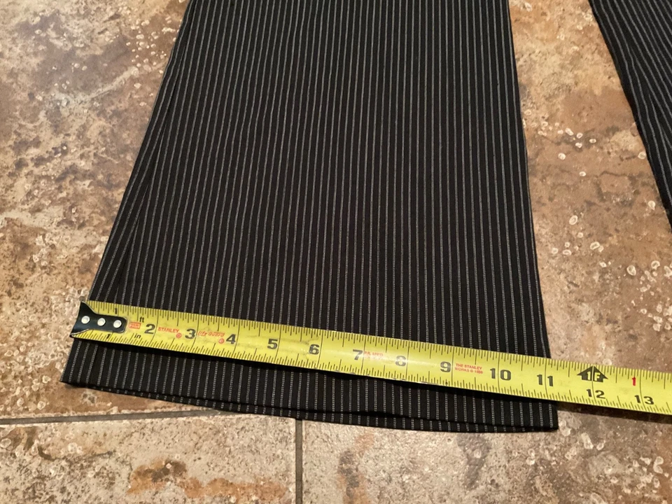 VINTAGE TRACY EVANS LIMITED FLARED WIDE LEG PINSTRIPE SLACKS ( SIZE 11 ) BLACK - Image 2 of 4