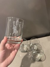 Ralph Lauren Polo Scene Lowball Glasses Set of 4 Old Fashioned Drinking Glasses