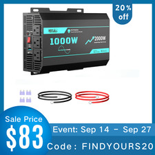 HQST 1000W Pure Sine Wave Inverter 2000W Surge GFCI Protected Built for RV