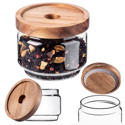 KADAX Glasbehälter mit Holzdeckel, Vorratdos, 250 ml