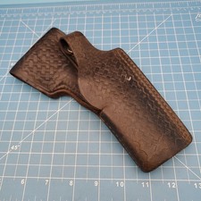 Tex Shoemaker & Sons 16 Leather 9in Basketweave Belt Holster Black Made In USA