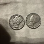Mercury Dimes 1942 90% Silver BU, Nicely Toned, 2-Pack