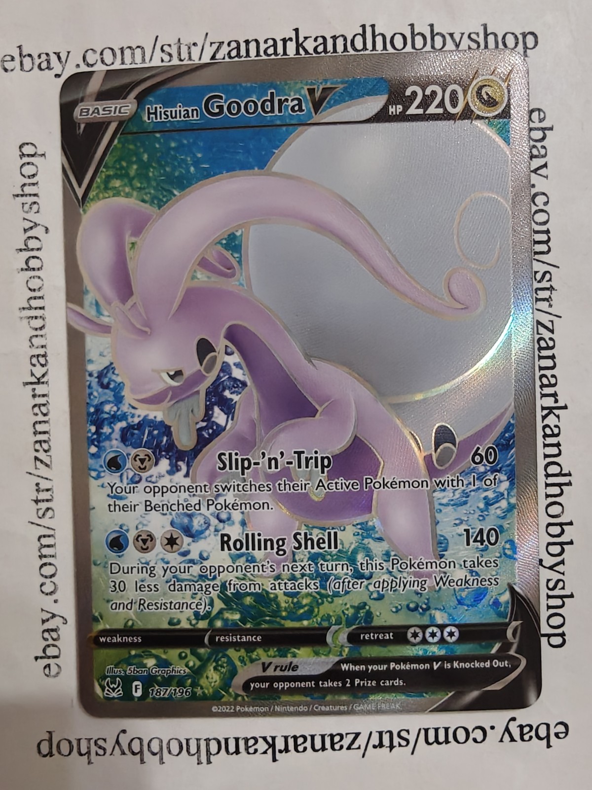 Pokemon Hisuian Goodra V 187/196 Lost Origin NM