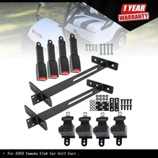 For EZGO Yamaha Club Car 4 Retractable Golf Cart Seat Belts and Bracket Kit
