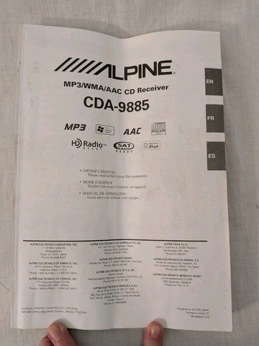 VTG Alpine CDA-9885 CD Player MP3 WMACar Stereo In Dash Receiver Radio & Manual - Picture 3 of 11