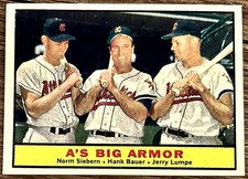1961 Topps A's Big Armor KC Athletics Hank Bauer, Jerry Lumpe, Norm Siebern #119