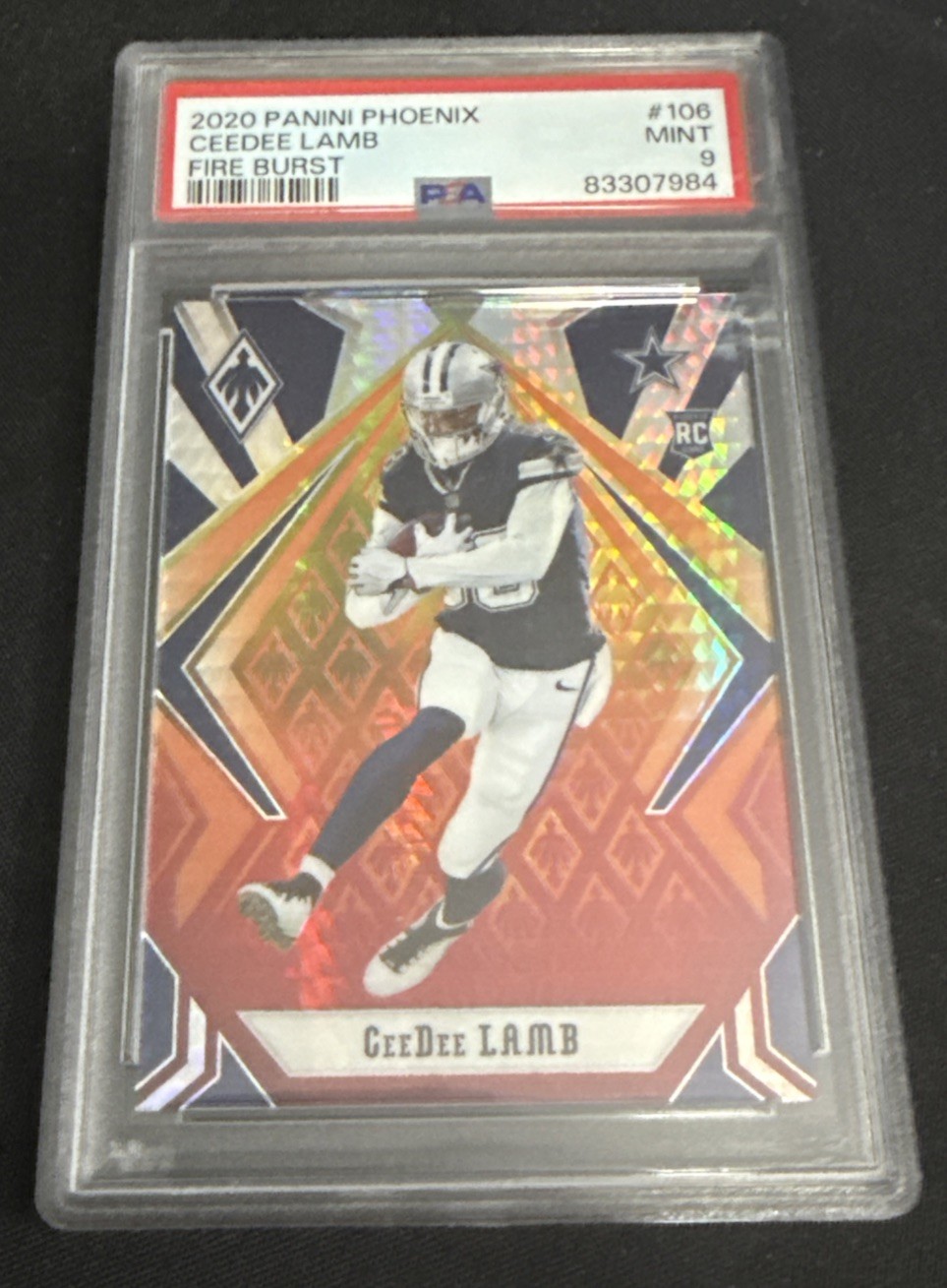 2020 Panini Phoenix CEEDEE LAMB Fire Burst #106 PSA 9 MINT RC Rookie Card ⭐