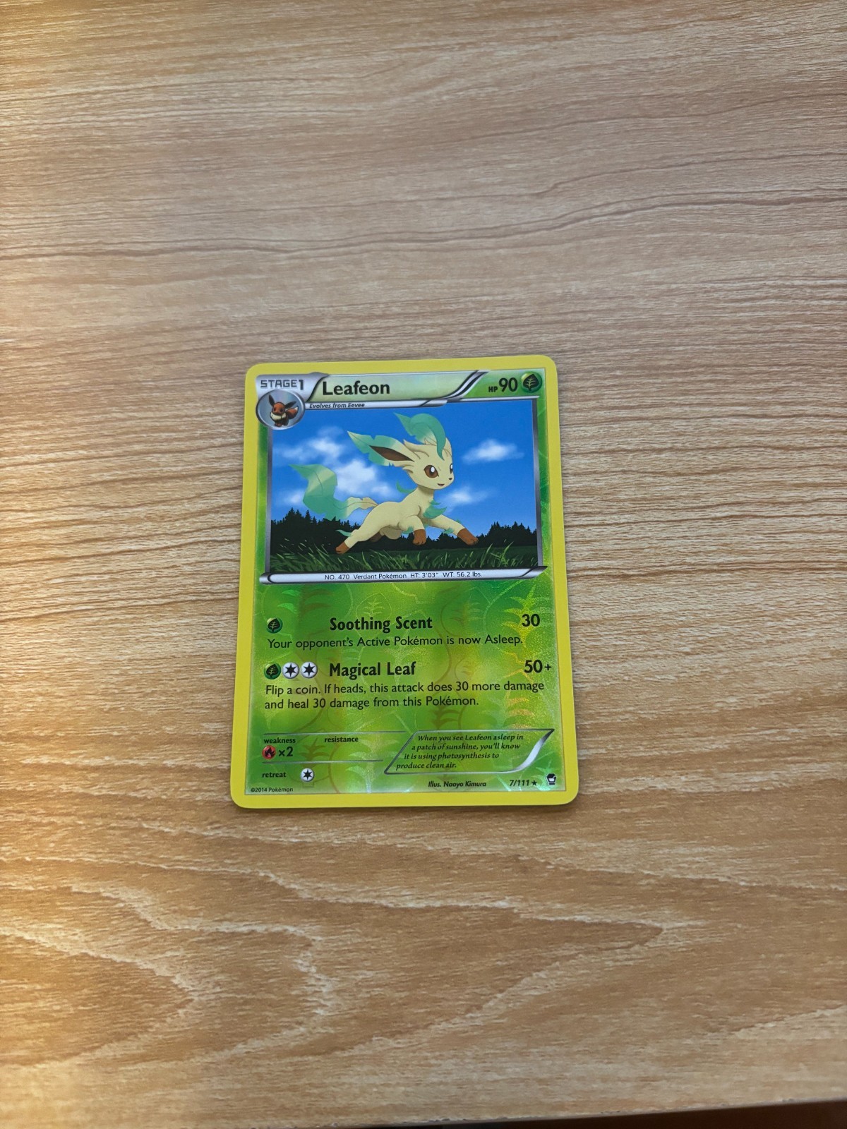 Leafeon 7/111 XY Near Mint - Furious Fists Reverse Holo Rare Vintage Card