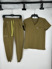 FIGS Technical Scrub Set Catarina Top XXS Women's Olive Zamora Jogger Pants XS/P