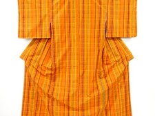 7383199: JAPANESE KIMONO / UNUSED YONEZAWA TSUMUGI / SILK / ENSEMBLE / WOVEN GRI