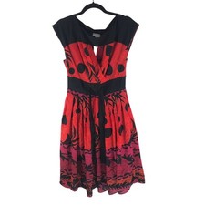 Plenty By Tracy Reese Womens Silk Red & Black Fit & Flare Dress Size 6?