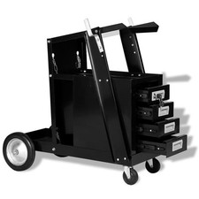 Welding Cart Black Steel with 4 Drawers Rolling Workshop Trolley