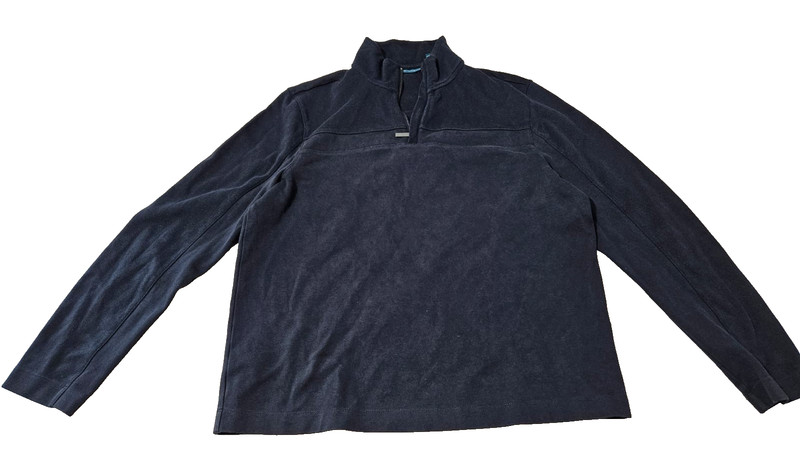 Perry Ellis Men’s Shirt Large Black Textured Pullover Cotton Blend Casual Top