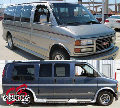 2pcs JDM Visors Rain Guard GMC Savana 1500 2500 3500 1996-2016 96-16 SLE SLT LS - Picture 5 of 6