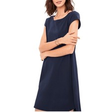 Eileen Fisher Petite Navy Blue Minimalist Cap Sleeve A-Line Swing Dress Size 2/4