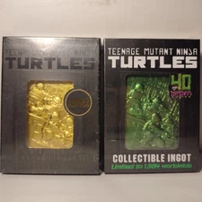 Teenage Mutant Ninja Turtles Metal Card Green And Gold Ingots Figurine Set Of 2