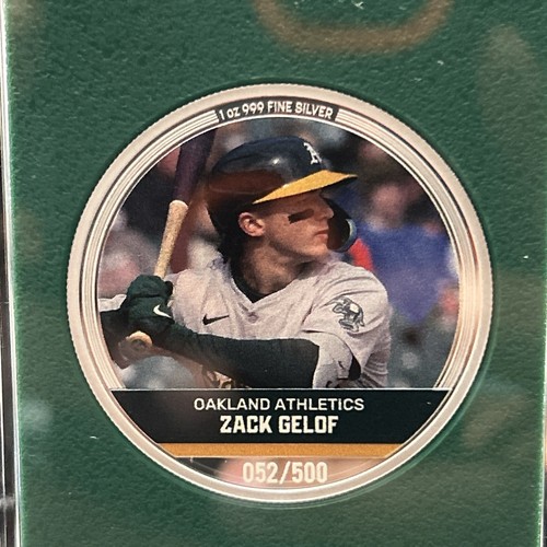 2024 - Zack Gelof- #052/500 MLB Mint Trading Coins 1oz Silver Proof LOW SERIAL - Picture 2 of 4