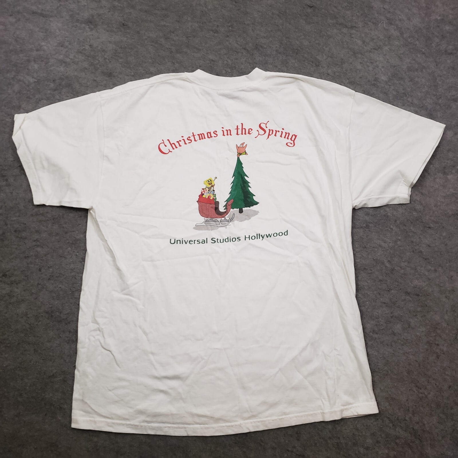 Universal Studios Shirt Mens Extra Large Long Sleeve Xmas Spongebob White Adult