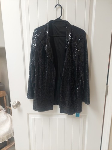 Cupshe Brand Black Sequin Jacket Small New W/tag - Picture 2 of 6