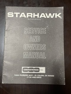 Cinematronics Starhawk Service and Owners Manual Original