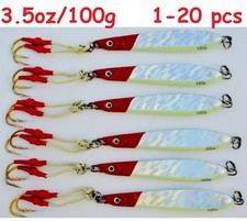 1- 20 Pieces Knife jig 3.5oz/100g Red Silver Vertical Butterfly Saltwater Lures 