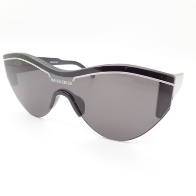 Balenciaga BB0004S 001 Semi Rim Sunglasses Black Shield Frame, Grey Lenses Balenciaga Men Sunglasses Black Grey Shield BB0004S 001 NEW  main image 3