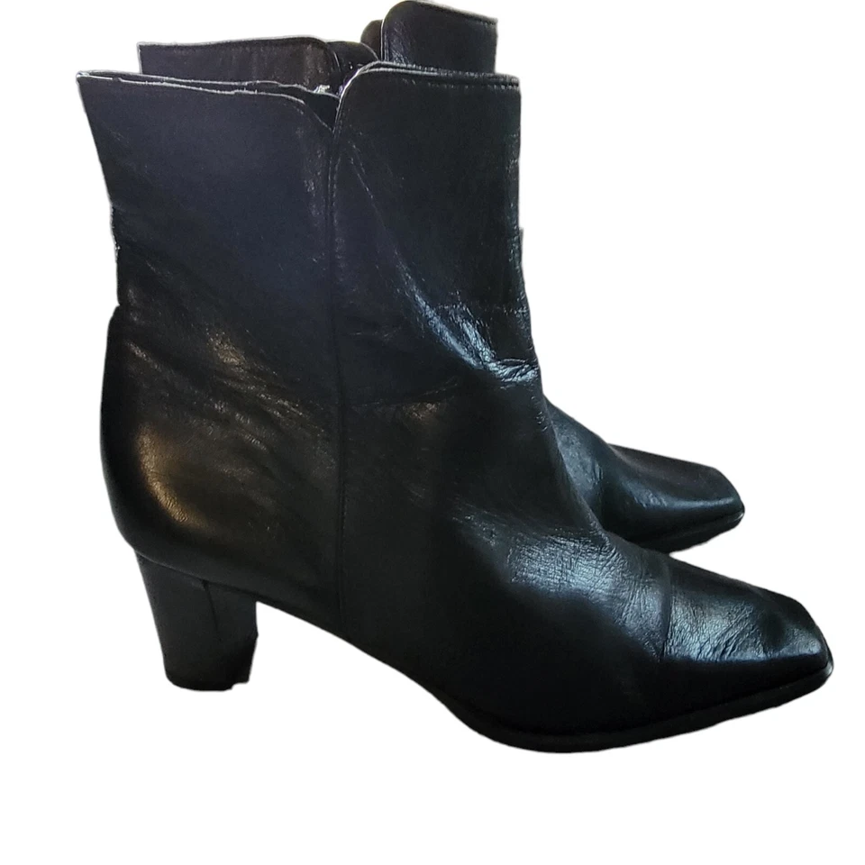 Botas para mujer Amalfi Nordstrom talla 7 cuero negro cremallera lateral tacón bloque media pantorrilla Foto 3 de 4