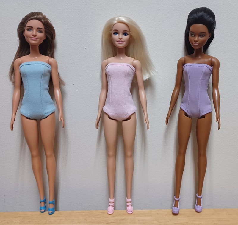 Barbie 11 1/2" Doll Clothing 3 strapless swimsuits Blue, Pink, Lavender