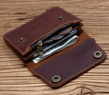 men women coin wallet purse small change pocket Leather ID Cards bag brown X29