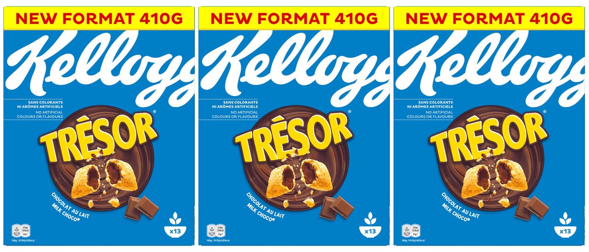 3 KELLOGGS TRESOR Breakfast Cereal Boxes with Milk Chocolate