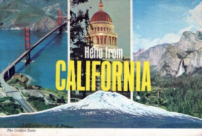 Postkarte Der Golden State Hallo aus Kalifornien Welthimmel Wolkenberg AA13506