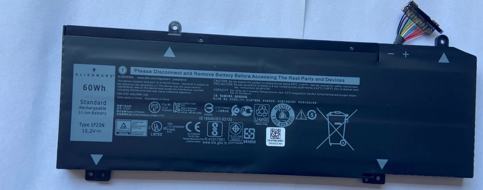 Batería Original 1F22N Para Alienw M15 2018 M17 G5 5590 G7 7590 7790 8622M HYWXJ Foto 3 de 4