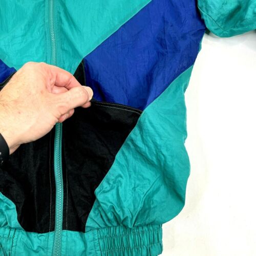 Vintage Pro Spirit Track Jacket Men Sz S Blue Black Windbreaker Full Zip Green - Picture 9 of 11
