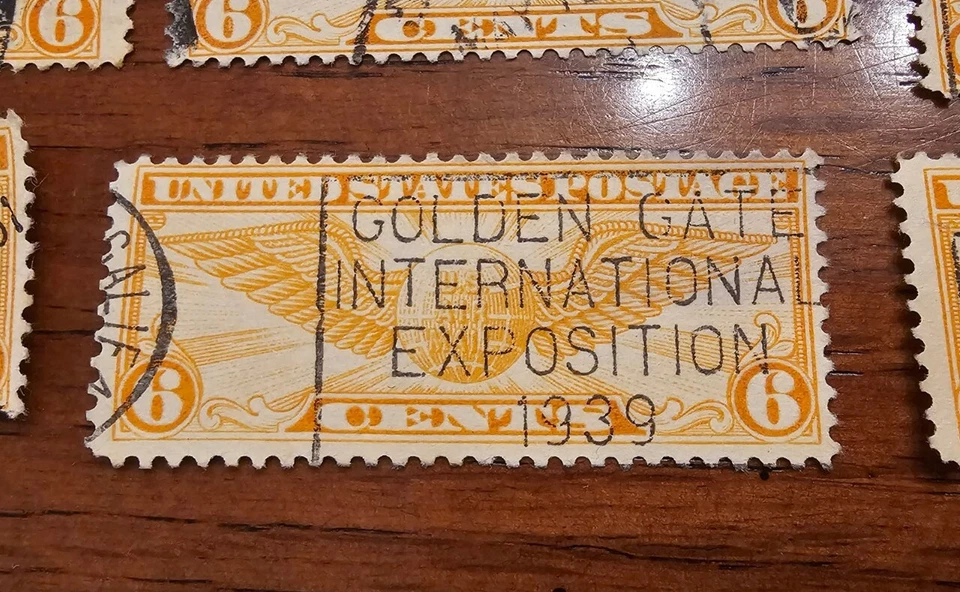 Lot 61 VTG US AIRMAIL STAMPS 1930s WINGED GLOBE C19 Biplane Bond Cancelations - Image 4 of 4