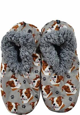 Comfies Womens Pit Bull Dog Slippers Sherpa Lined Animal Print