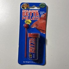 Zoo Med's Micro Floating Betta Pellets NATURAL Fish Food Plus Feeding Wand .12oz