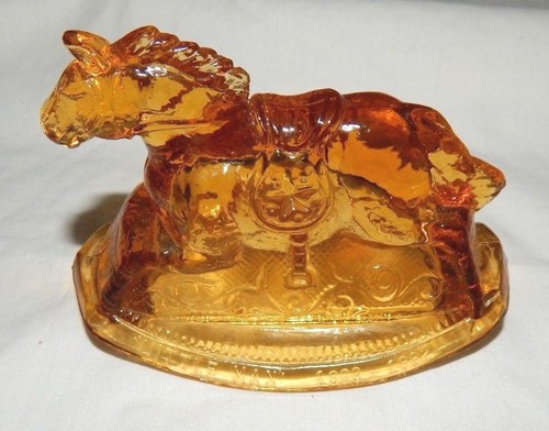 Caballo favorito de Ronald Reagan "LITTLE MAN" ámbar contenedor de dulces vintage 1982 - Imagen 2 de 7