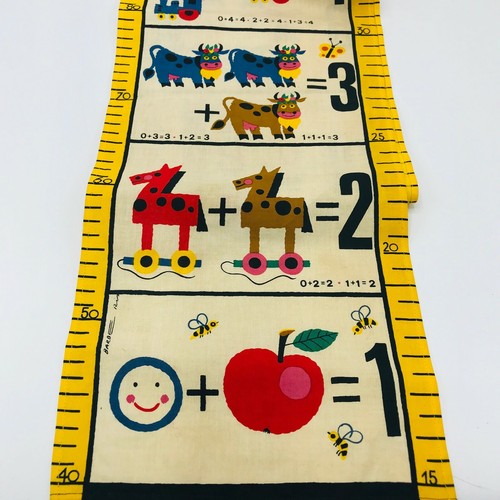 Vintage Growth Chart Gnomes Black Farmer Animals Fruit Fun 75" Cloth 