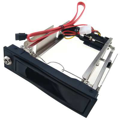3.5 to 5.25 Drive Bay Adapter SATA Hard Disk Mount Bracket Tray Key Lock Frame