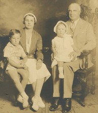 GRANDCHILDREN WITH GRANDPARENTS, ODDLY INTERESTING PORTRAIT.TONED SILVER PRINT.