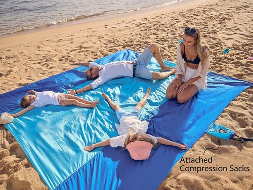 WEKAPO Beach Blanket Sandproof, Extra Large Beach Mat, Big & Compact Sand Fre... - Picture 3 of 9