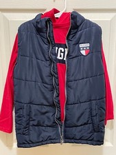 Boy s Tommy Hilfiger Set Long Sleeve Shirt Matching Vest Blue Red Size 6
