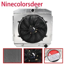 3 Row Aluminum Cooling Radiator&Shroud Fan For 1955-1957 Chevy Block V8 Bel Air