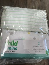 Carter's Child Of Mine Fitted Crib Sheet x 2 100 Cotton BABY GIFT Stars Stripes