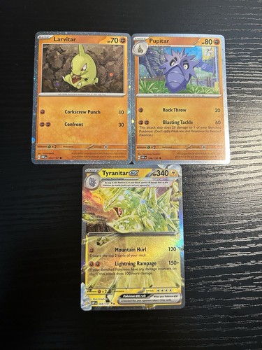 Tyranitar Ex Premium Collection Promos - 2 Exclusive OBF Cosmos Holo + 1 Ex Card