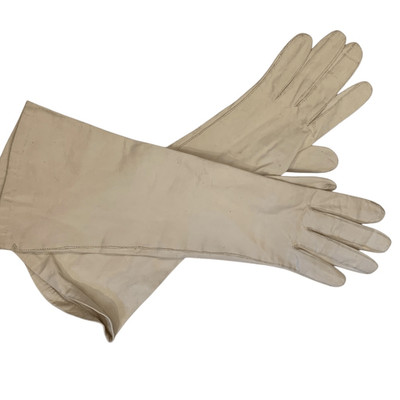 Touraine Vintage 1960s Long White Leather Gloves, Solk-Lined NWT, Women s XS