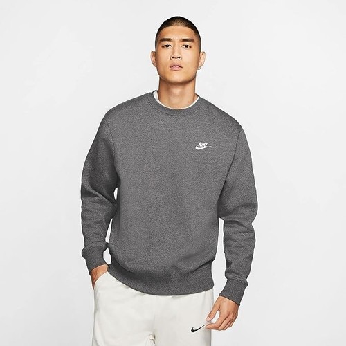 Nike Club Nike Fleece Charcoal Heather Sweatshirt Crewneck BV2662-071 4XL - Picture 3 of 4