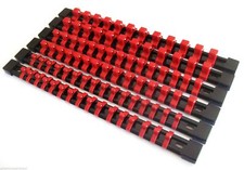 6 GOLIATH INDUSTRIAL ABS MOUNTABLE SOCKET RAIL HOLDER ORGANIZER RED 1/4 3/8 1/2