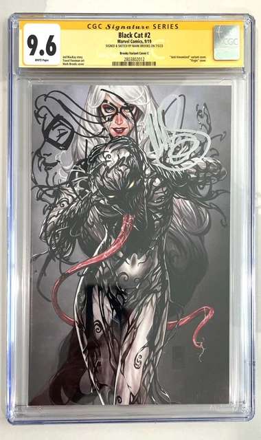 BLACK CAT #2 REMARKED BROOKS VIRGIN COVER B CGC SS 9.6 SIGNED BY MARK BROOKS