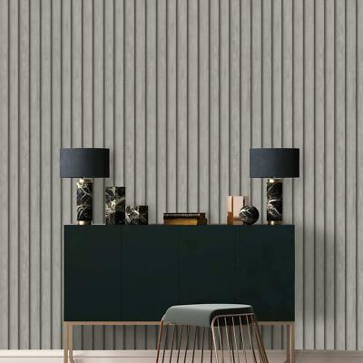 Realistic Wood Slat 3D Effect Holden Wallpaper Grey 13133
